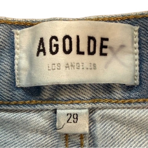 Agolde 90'S PINCH WAIST HIGH RISE STRAIGHT size 29 light wash button front - Picture 6 of 14